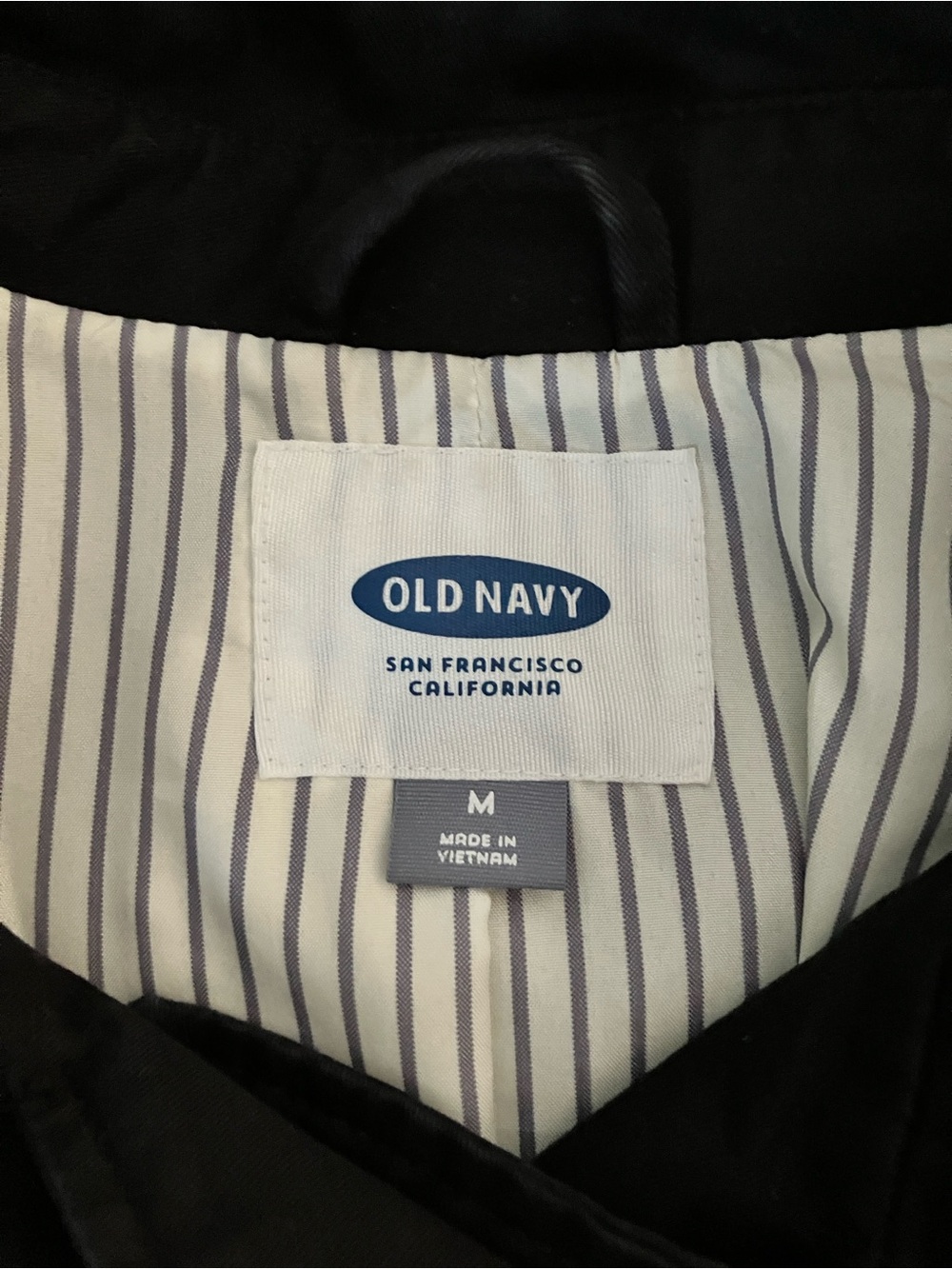 Old Navy Black Jacket with Striped Lining - Picture 3 of 6